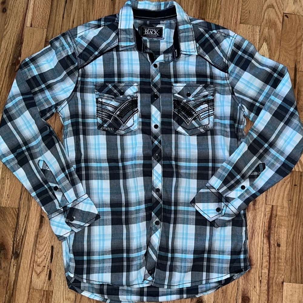 Men's Buckle Black Plaid Shirt